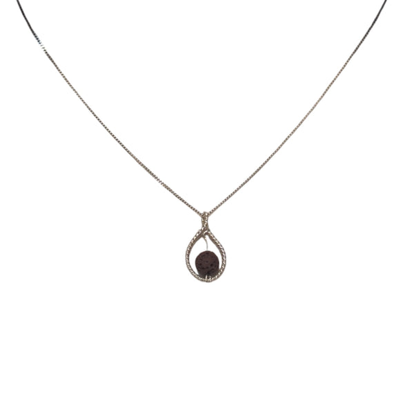  collier femme argent 925 pierre de lave brun