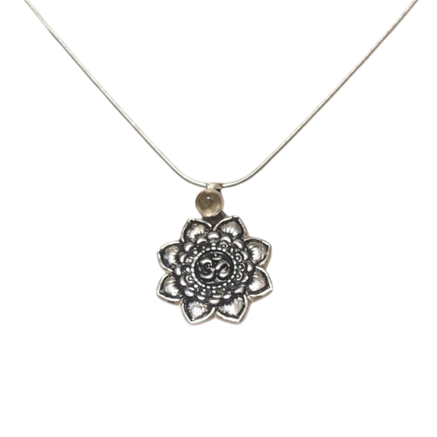 collier pour femme en argent mandala om Citrine