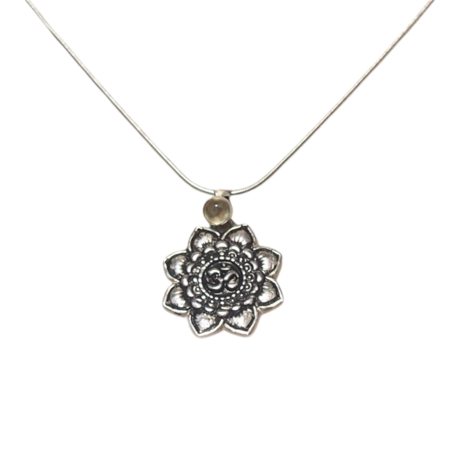 collier pour femme en argent mandala om Citrine