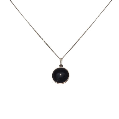 collier pour femme en argent pierre onyx noir 12 mm