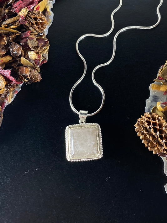 Smoky Quartz & Engraved Hands Sterling Silver Necklace
