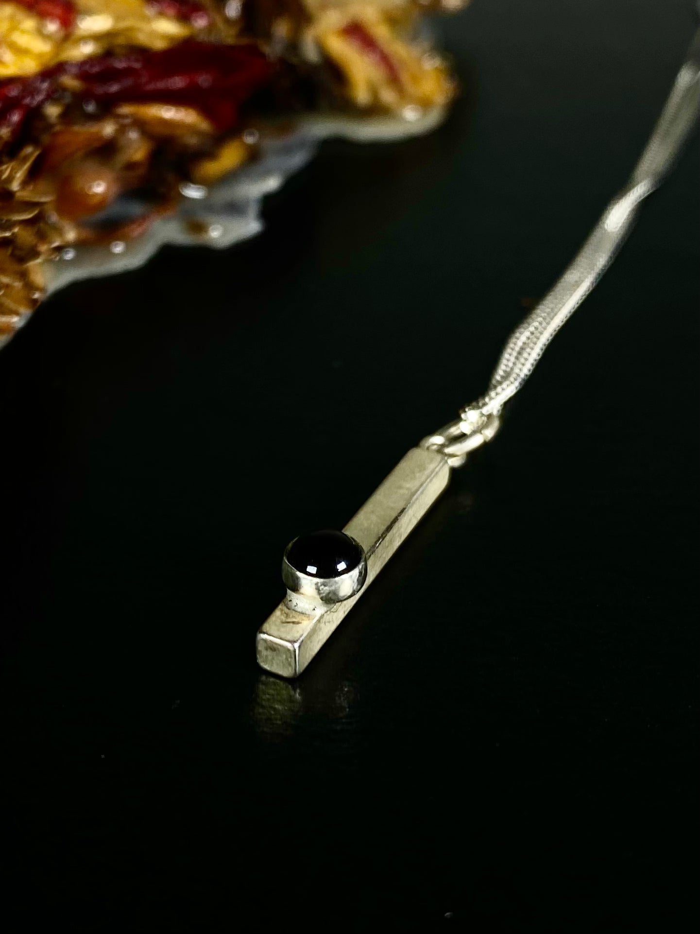 Colliers pendentif rectangulaire de 2,4 x 20 mm en argent sterling | Creationsjeanne