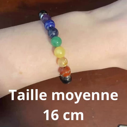 Bracelet chakras en pierres et de tourmaline noire