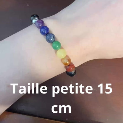Bracelet chakras en pierres et de tourmaline noire