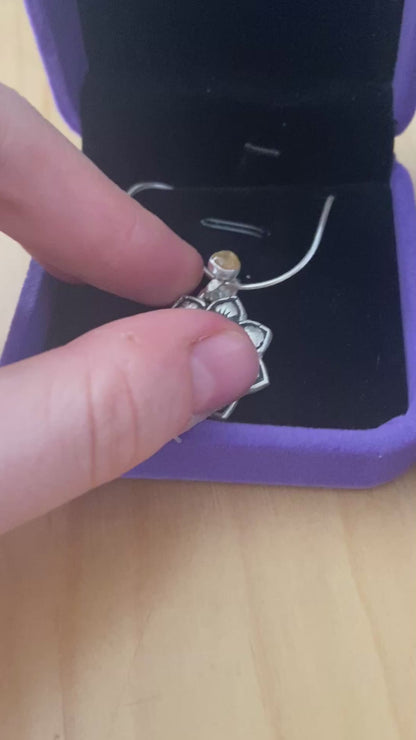 Fossil Ammonite & Engraved Wolf Sterling Silver Necklace
